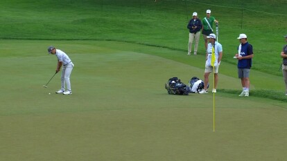 Suh knocks in a Birdie off the Flagstick on No. 8