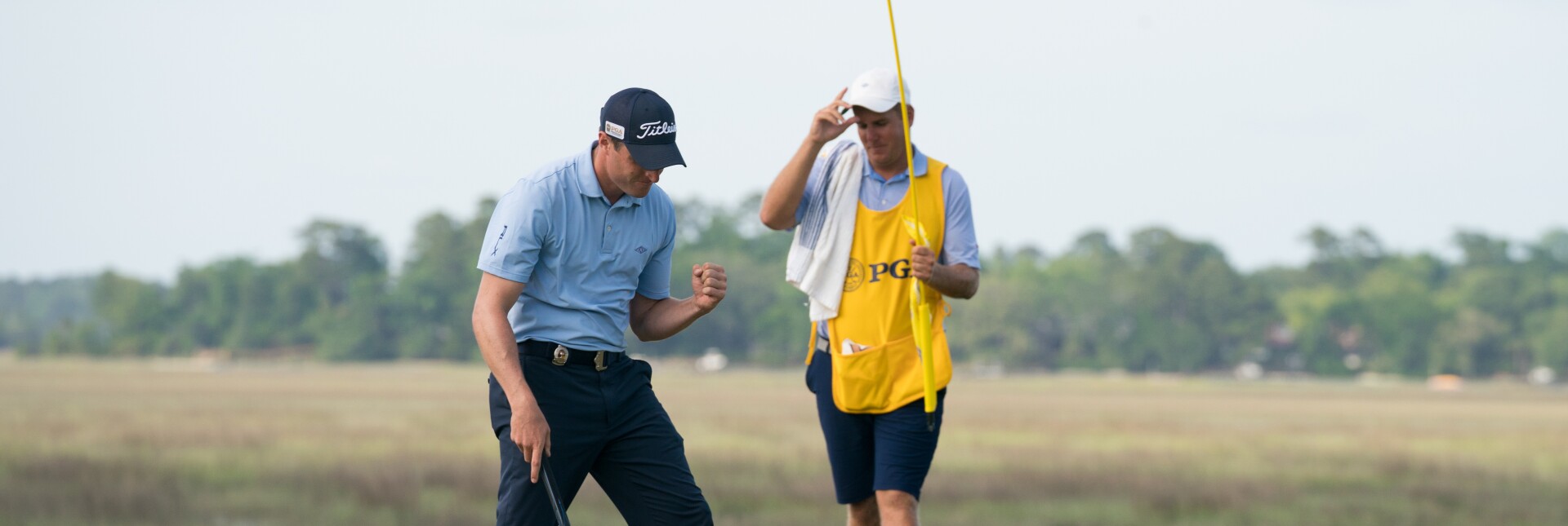 Beach reacts to draining a putt during the 2019 PGA Professional Championship