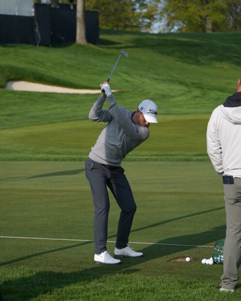 Justin Thomas on Driving Range at Oak Hill