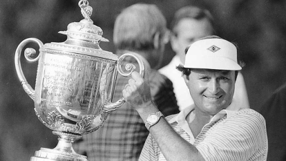 Raymond Floyd with the Wanamaker Trophy at the 1982 PGA Championship