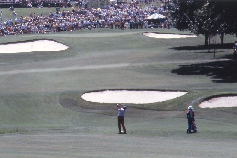 Raymond Floyd Hits into the 18th Green at Southern Hills during the 1982 PGA Championship