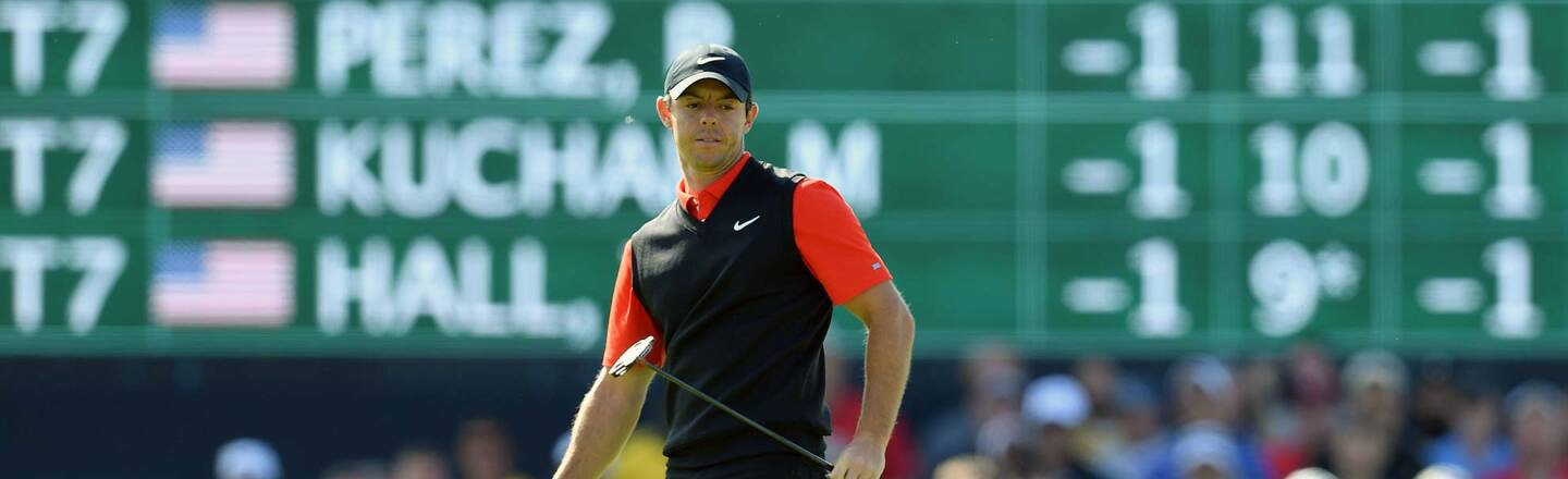 Rory McIlroy of Northern Ireland reacts to his putt on the 11th green during the first round of the 2019 PGA Championship at the Bethpage Black course