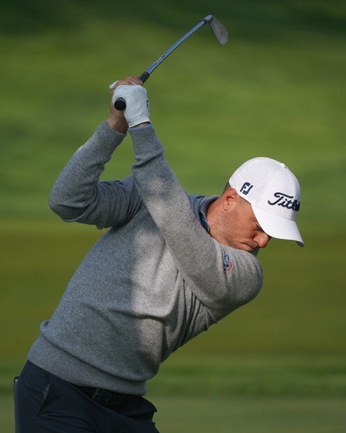 Justin Thomas on Driving Range at Oak Hill