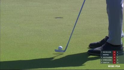 Phil Mickelson gets up-and-down for birdie on No. 7