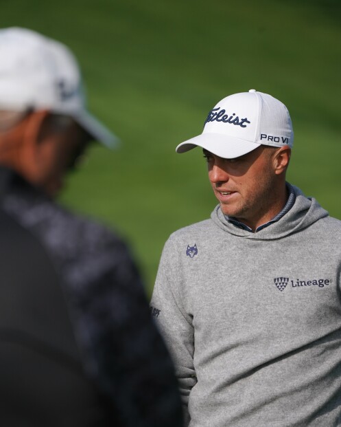 Justin Thomas on Driving Range at Oak Hill