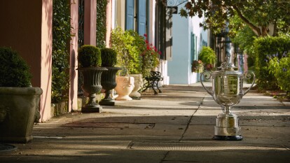 The Wanamaker Trophy on the streets of Charleston, South Carolina