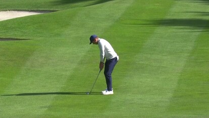 Sergio Garcia has a tight chip up on 12 round 2