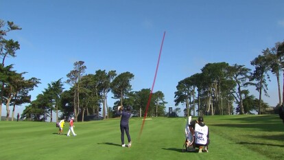 Rickie Fowler has a nice approach on 14