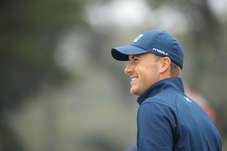 Jordan Spieth during a practice round of the 102nd PGA Championship at TPC Harding Park 