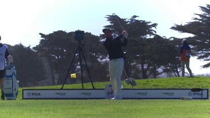 Paul Casey has a tight tee shot on 17