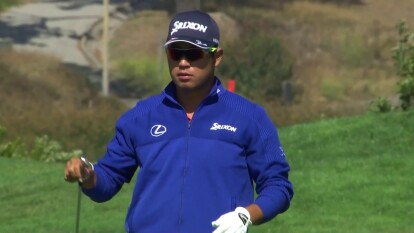 Hideki Matsuyama has a tight approach on 18